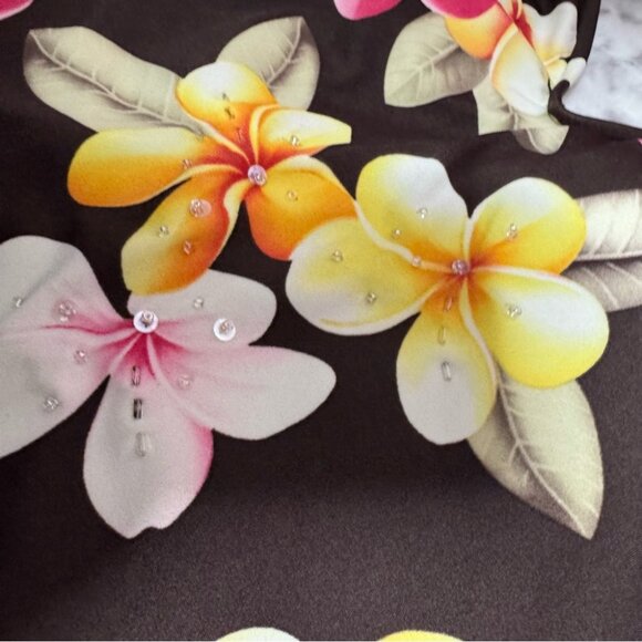 Leiloni tank top Hawaii flowers plumeria embroidered beads tankini shirt beach - Picture 4 of 8